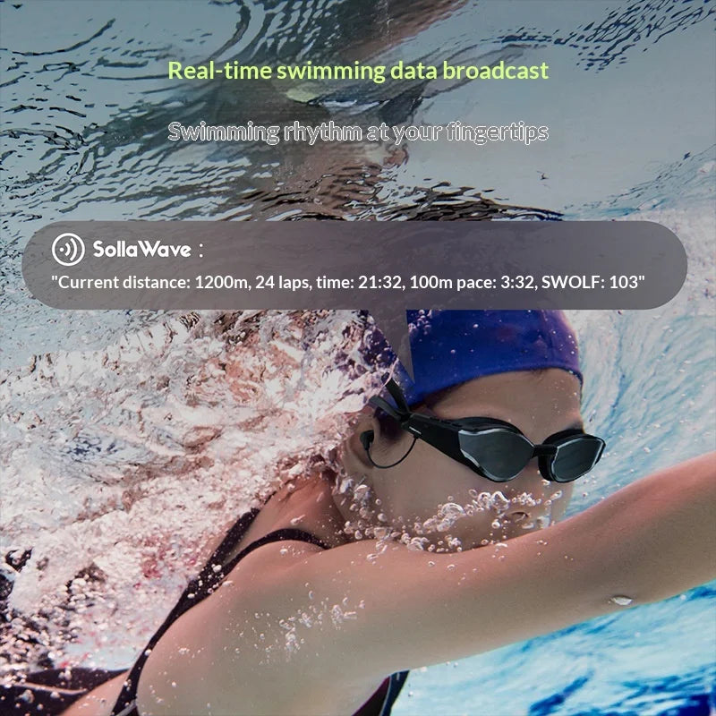 HT SollaWave AI Smart Audio Swimming Goggles with Anti-Fog Lens Music & Voice Broadcast for Myopia