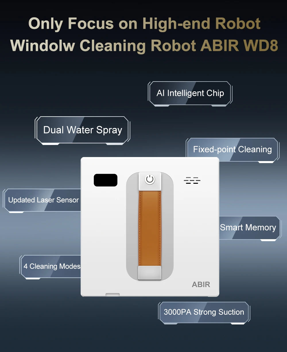 ABIR WD8 Smart Window Robot Cleaner  with High Suction Antifalling Automatic Window Cleaning Robot Glass Washer Hot Sell Tiktalk