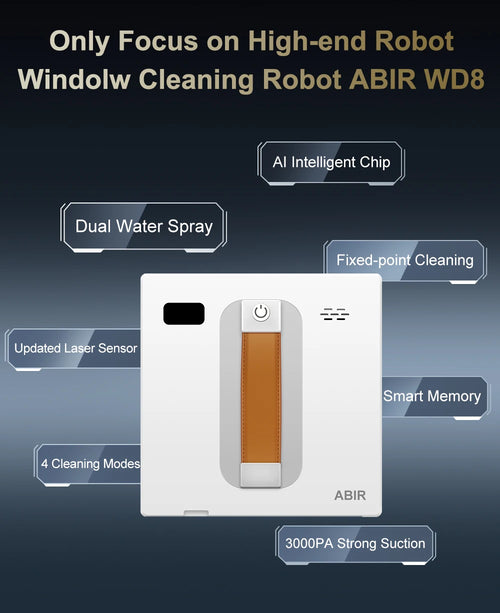 ABIR WD8 Smart Window Robot Cleaner  with High Suction Antifalling Automatic Window Cleaning Robot Glass Washer Hot Sell Tiktalk