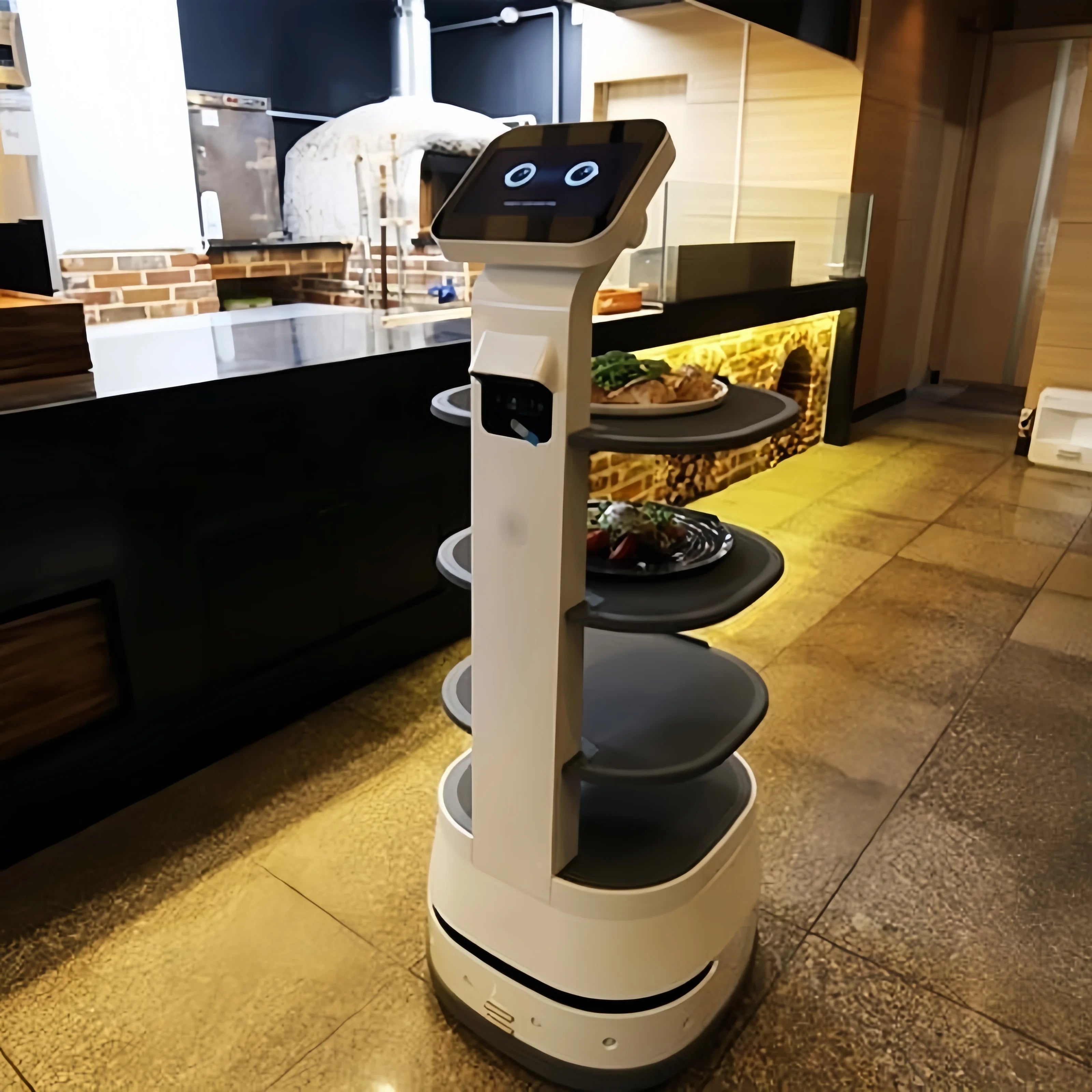 robot service en silicon AI Robot Intelligence Food Delivery Coffee Service Comerciales Supermarket Robots