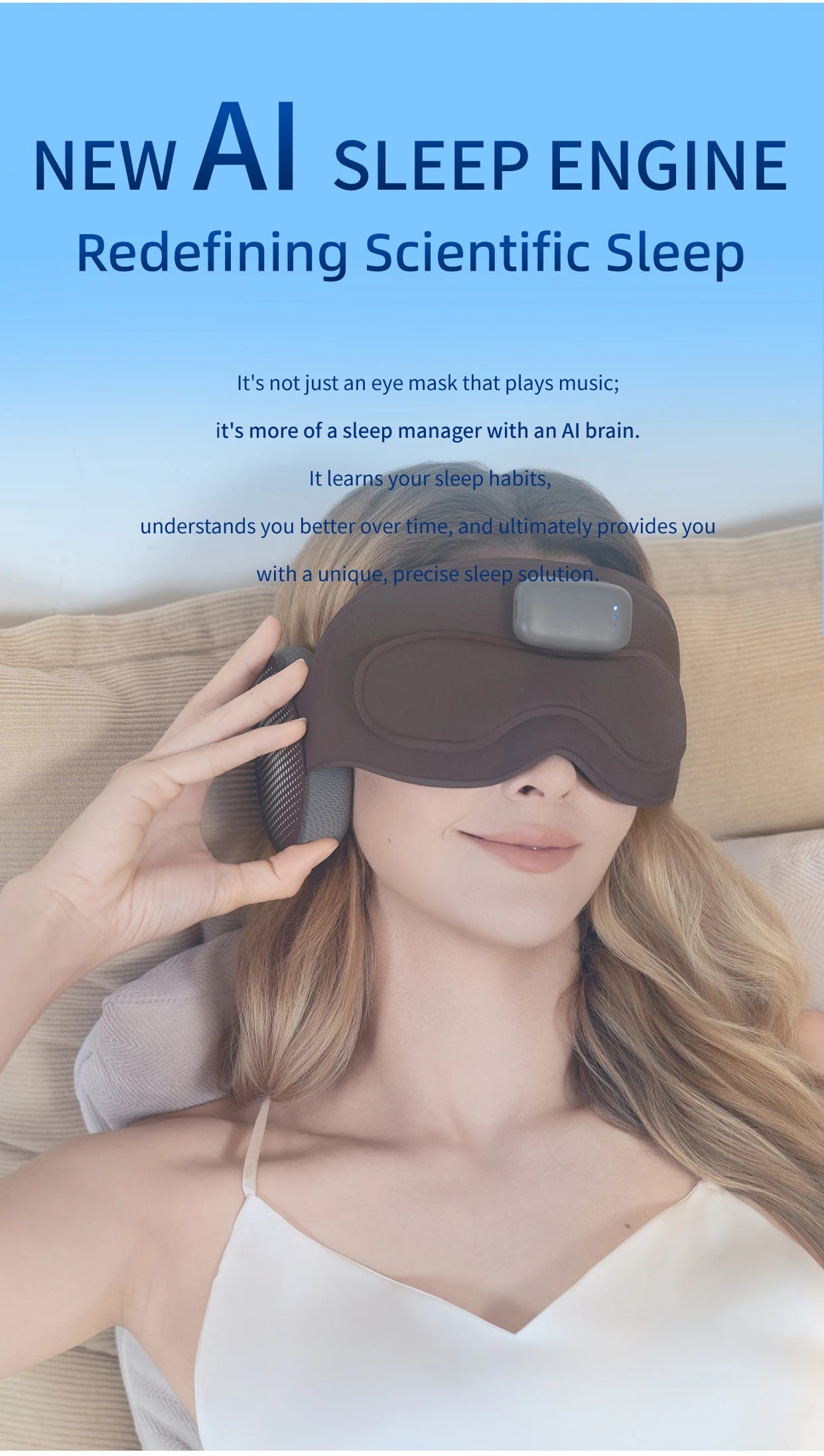 NEW AI Sleep Engine Eye Mask White Noise Relax APP Cloud Control  Meditation Music Eye Mask