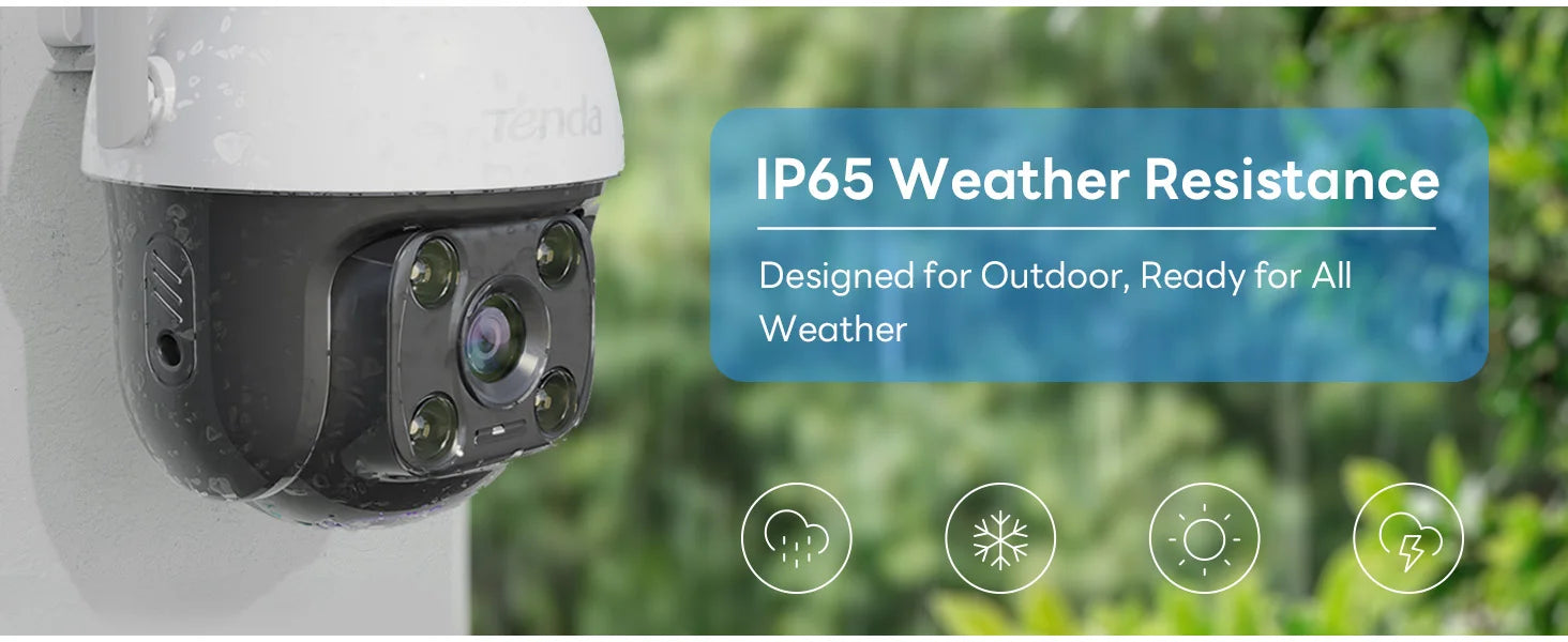 Tenda 2K QHD Outdoor Wi-Fi Security Camera 2MP CMOS Cloud Plug-in 360 Full Coverage Color Night Vision AI Human/Vehicle/Motion