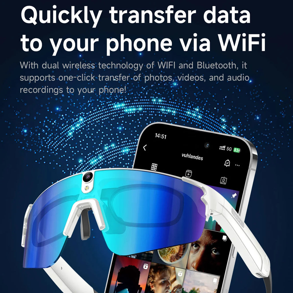 L805 Smart Cycling Glasses: First-Person View (POV) Recording with Anti-Shake Camera, 3D Stereo Speakers 8MP AI Translation