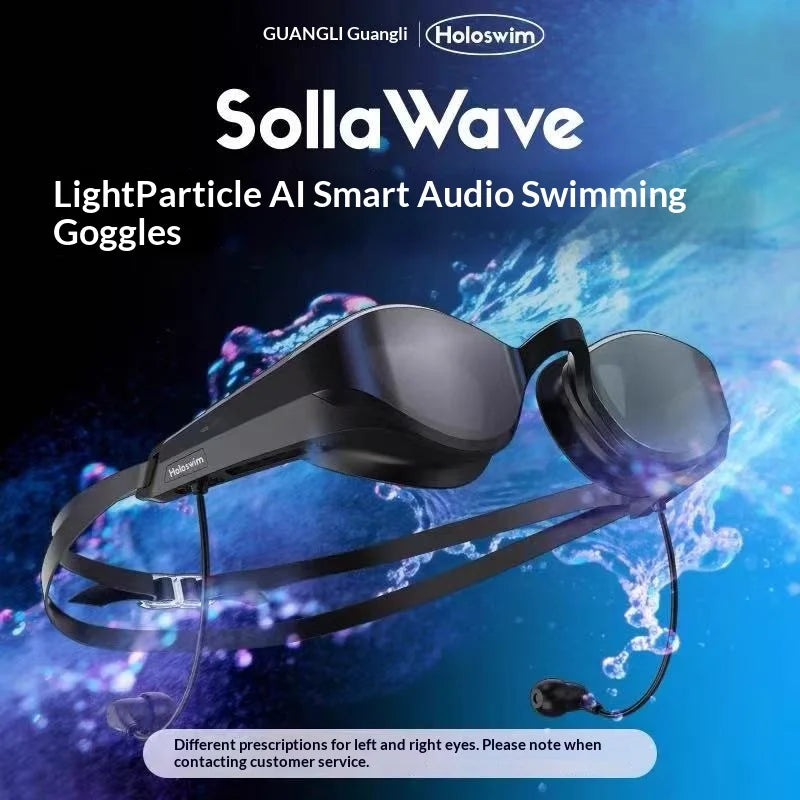 HT SollaWave AI Smart Audio Swimming Goggles with Anti-Fog Lens Music & Voice Broadcast for Myopia