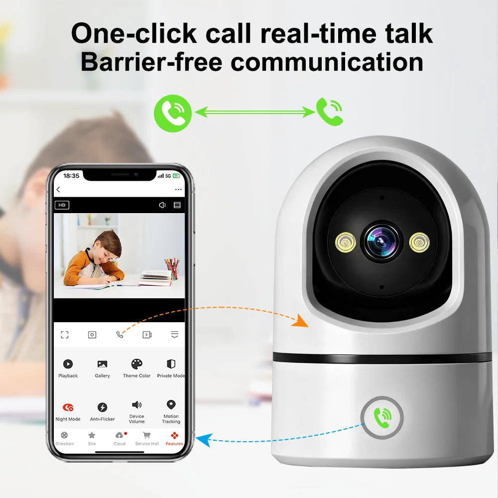 PTZ IP Camera 3MP/5MP/8MP, 10M Night Vision  AI Human Detection, Audio, One-Key Call, 128G TF Card for Home Elder